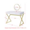 ACME Coleen Vanity Desk w/Mirror & Jewelry Tray in White & Gold Finish AC00667