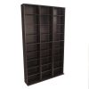 Media Shelving Unit, 6 Fixed Shelves, 18 Adjustable Shelves, Wide Base for Stability in Espresso Brown