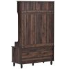 U-Can Hall Tree with 4 Hooks , Coat Hanger, Entryway Bench, Storage Bench, 3-in-1 Design, 40INCH, for Entrance, Hallway