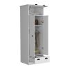 Falkland Armoire with 1 Drawer and 1 Hinged Drawer with Handles White