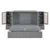 Queen Size Murphy Bed Wall Bed with Drawer and Rattan Decoration with 2 Storage Cabinets, One set of Sockets & USB Ports, Pulley Structure Design