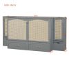 Queen Size Murphy Bed Wall Bed with Drawer and Rattan Decoration with 2 Storage Cabinets, One set of Sockets & USB Ports, Pulley Structure Design
