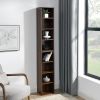 8-Tier Media Tower Rack, CD DVD Slim Storage Cabinet with Adjustable Shelves, Tall Narrow Bookcase Display Bookshelf for Home Office