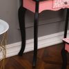 Kids Gisele Leopard Print Wooden Vanity Set with Tri-Fold Mirror Table and Chair, Pink/Black,