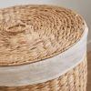 Ludmilla Round Tall Water Hyacinth Woven Wicker Laundry Hamper with Lid - For Clothes, Canvas