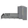 Queen Size Murphy Bed Wall Bed with Drawer and Rattan Decoration with 2 Storage Cabinets, One set of Sockets & USB Ports, Pulley Structure Design