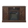 Farmhouse Classic Media TV Stand Antique Entertainment Console for TV up to 50" with 18" Electric Fireplace Insert with Open and Closed Storage Space