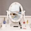 Vanity Table Set with Lighted Mirror, Makeup Dressing Table with 10 LED Lights, Touch Switch, 5 Drawers, Removable Organizer