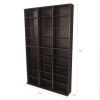 Media Shelving Unit, 6 Fixed Shelves, 18 Adjustable Shelves, Wide Base for Stability in Espresso Brown