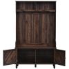 U-Can Hall Tree with 4 Hooks , Coat Hanger, Entryway Bench, Storage Bench, 3-in-1 Design, 40INCH, for Entrance, Hallway