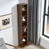 8-Tier Media Tower Rack, CD DVD Slim Storage Cabinet with Adjustable Shelves, Tall Narrow Bookcase Display Bookshelf for Home Office