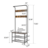 Rustic Brown 3-in-1 Hall Tree with Bench, Coat and Shoe Rack - Industrial Style, Adjustable Hooks, High-Capacity Storage for Entryway, Foyer, Mudroom