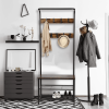 Rustic Brown 3-in-1 Hall Tree with Bench, Coat and Shoe Rack - Industrial Style, Adjustable Hooks, High-Capacity Storage for Entryway, Foyer, Mudroom