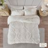 3 Piece Tufted Cotton Chenille Damask Duvet Cover Set