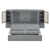 Queen Size Murphy Bed Wall Bed with Drawer and Rattan Decoration with 2 Storage Cabinets, One set of Sockets & USB Ports, Pulley Structure Design