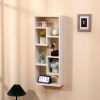 Bookshelf, Freestanding Wood Open Bookcase with 5 Cubes, with 2 keyhole hangers