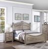 Formal Traditional Antique Silver 1pc Queen Size Bed Unique Design Headboard Footboard Bedframe
