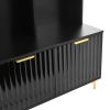 ON-TREND Modern Large Storage Hall Tree with Bench, Multi-functional Storage Bench with High Gloss Fluted Doors