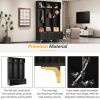 ON-TREND Modern Large Storage Hall Tree with Bench, Multi-functional Storage Bench with High Gloss Fluted Doors