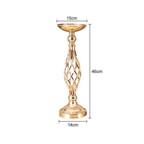 Gold/Silver Wedding Candle Holders Decor Table Centerpiece Pillar Flower Vase Rack Stand Road Lead Floral Bouquet Party Supplies