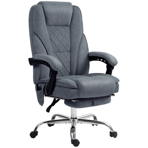 Vinsetto Massage Office Chair with Foot Rest, Executive Office Chair with 6 Vibration Point and Heat, Reclining Computer Chair, Swivel Desk Chair
