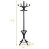 Wooden Standing Coat Rack Tree with 12 Hooks and Umbrella Stand